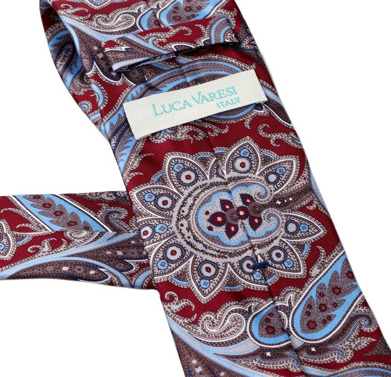 Corbata Seda Burdeos Cachemir Azul