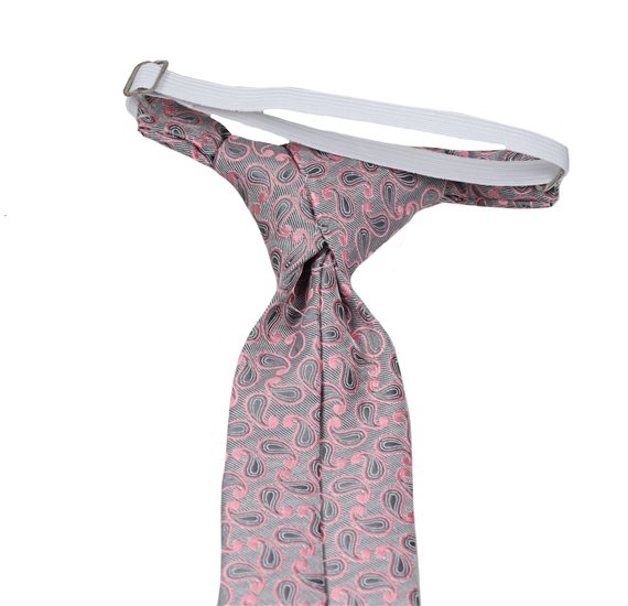 Corbata Niño Gris Paisley Rosa