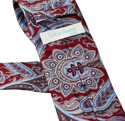 Corbata Seda Burdeos Cachemir Azul