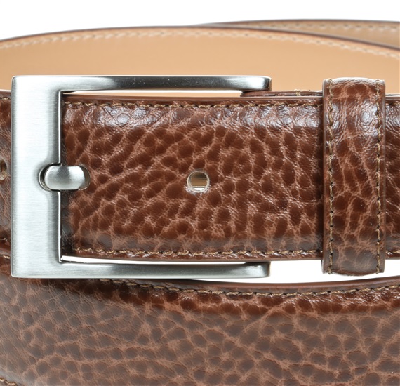 Hebilla cinturón de piel marrón camel