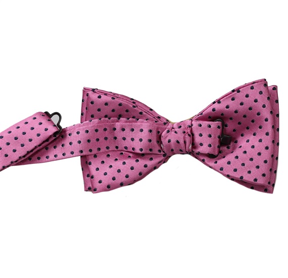 Pajarita rosa con lunares negros revés
