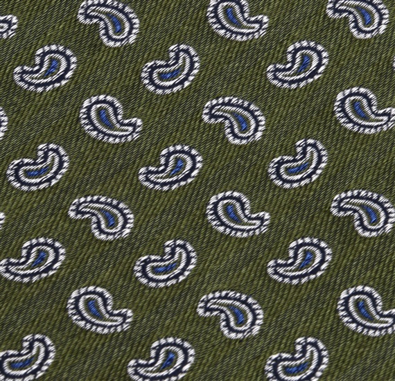 Pajarita y pañuelo de bolsillo verde oliva con cachemir