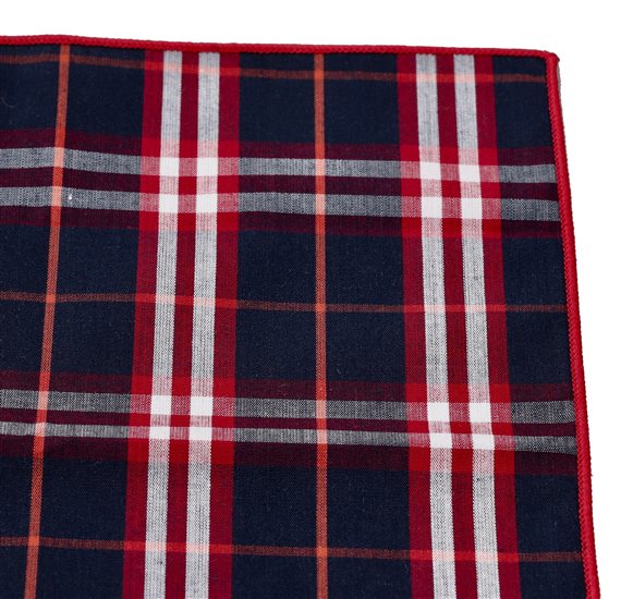 Pañuelo Bolsillo Cuadro Escocés Azul y Rojo