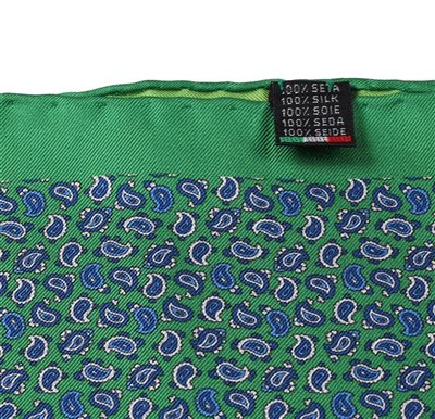 Pañuelo Bolsillo Seda Verde Cachemir