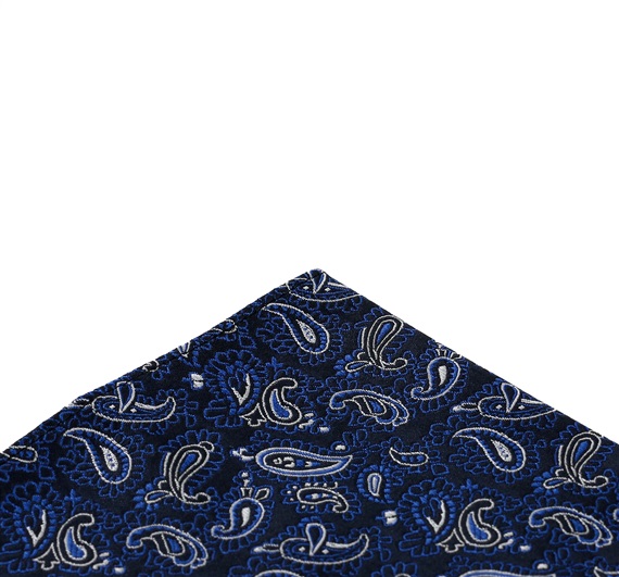 Pañuelo de bolsillo azul con cachemir azulón