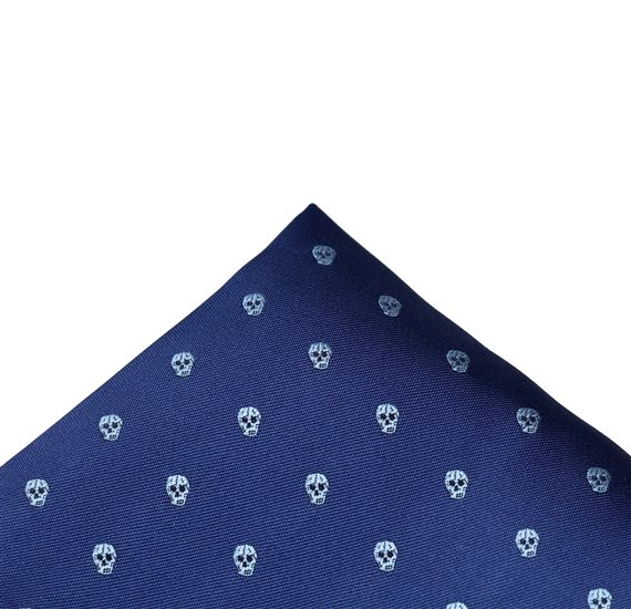Pañuelo de Bolsillo Azul con Calaveras