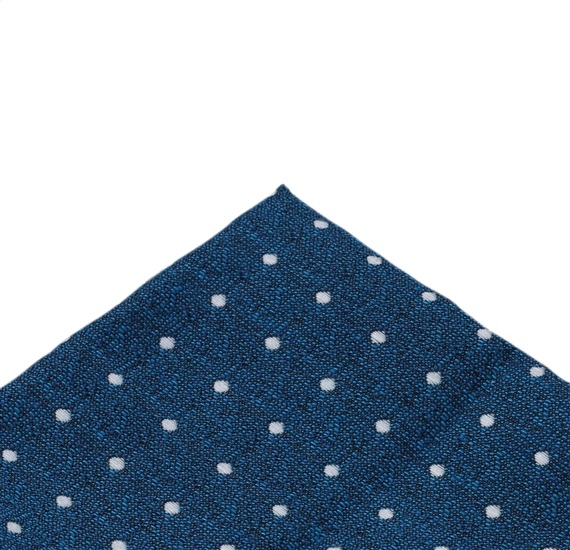 Pañuelo de bolsillo azul con lunares blancos