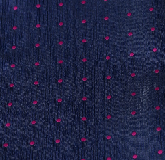 Pañuelo de bolsillo azul con lunares magenta