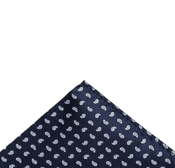 Pañuelo de bolsillo azul marino con cachemir