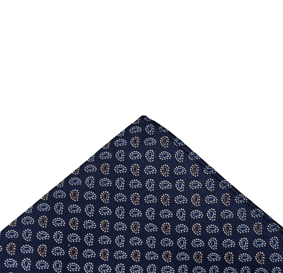 Pañuelo de bolsillo azul marino con cachemir azul
