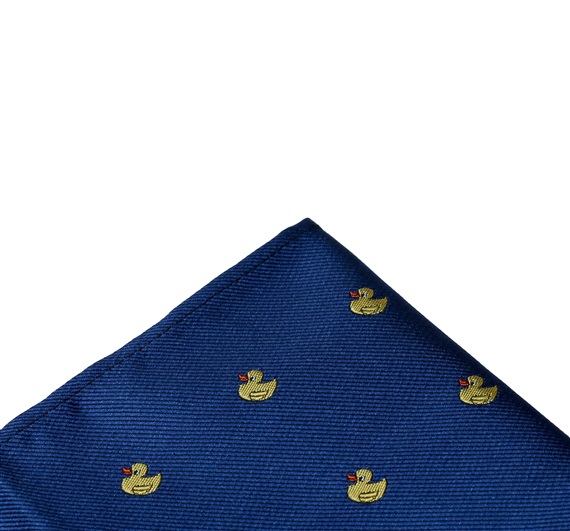 Pañuelo de bolsillo azulón con patos amarillos