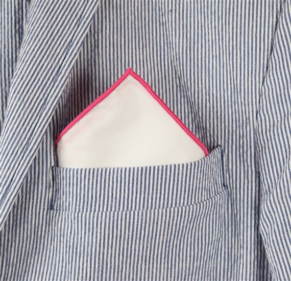 Pañuelo de Bolsillo Blanco Rosa Fresa