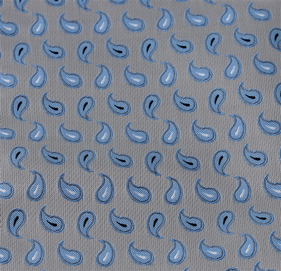 Pañuelo de bolsillo gris con cachemir azul
