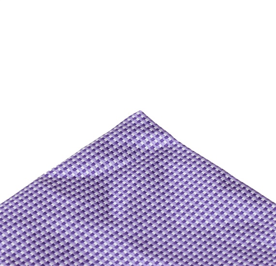 Pañuelo de bolsillo morado con cuadros blancos