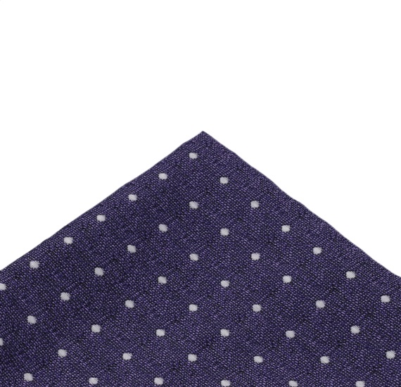 Pañuelo de bolsillo morado con lunares blancos