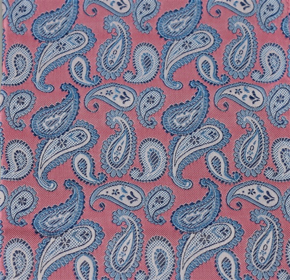 Pañuelo de bolsillo rosa con cachemir azul celeste