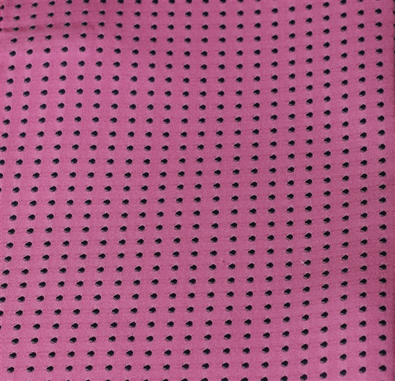 Pañuelo de bolsillo seda rosa con lunares negros