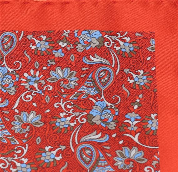 Pañuelo Seda Paisley Teja Detalle