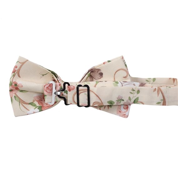 Revés pajarita beige con flores