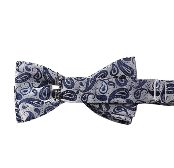 Revés Pajarita gris con paisley azul