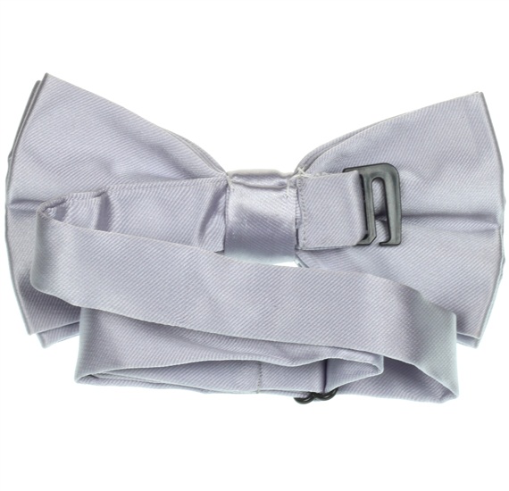 Revés pajarita raso gris perla