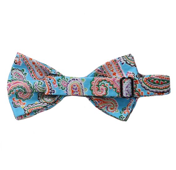 Revés pajarita turquesa con paisley