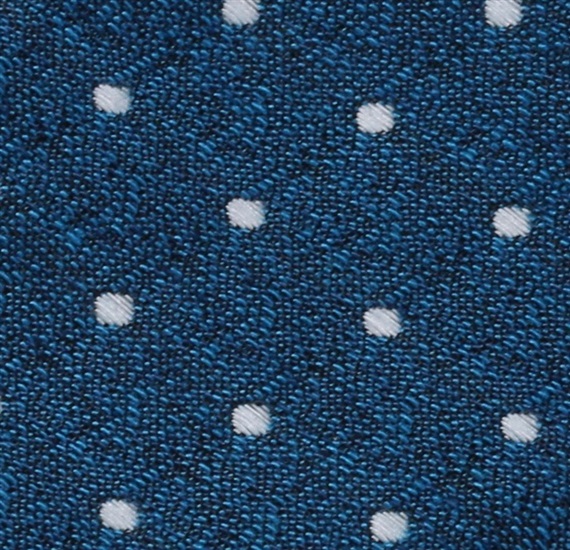 Tejido pajarita y pañuelo azul con lunares blancos