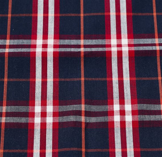 Tejido Pañuelo Bolsillo Cuadro Escocés Azul y Rojo