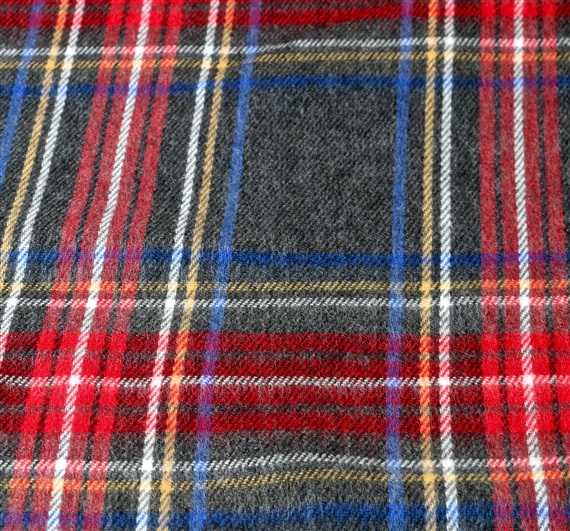 Tela bufanda cuadro escocés rojo y gris