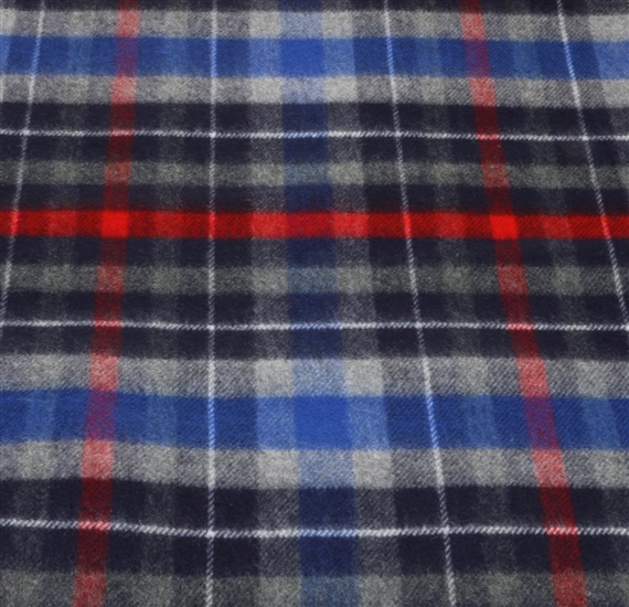 Tela bufanda cuadros gris, azul y rojos