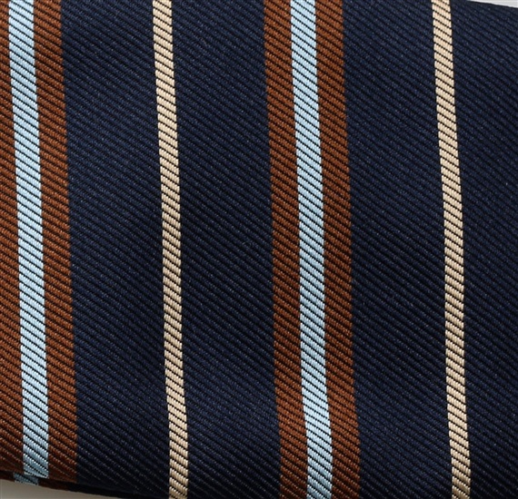Tela corbata de lazo azul con rayas marrones
