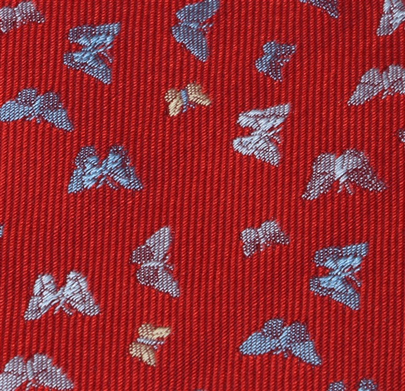 Tela pajarita y pañuelo granate con mariposas