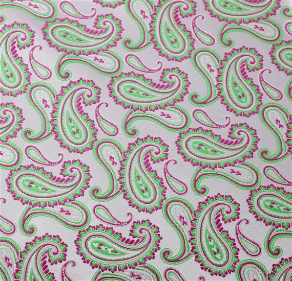 Tela Pañuelo Bolsillo Cachemir Verde y Magenta