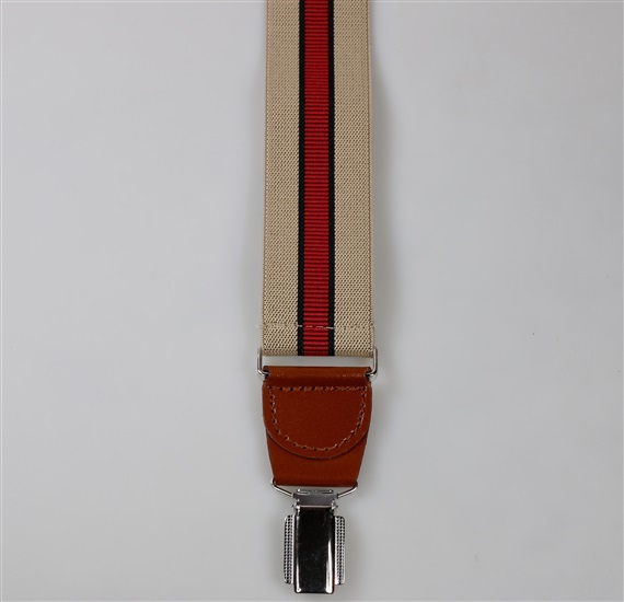 Tirante beige raya granate  Pinza trasera