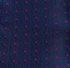 Pañuelo de bolsillo azul con lunares magenta