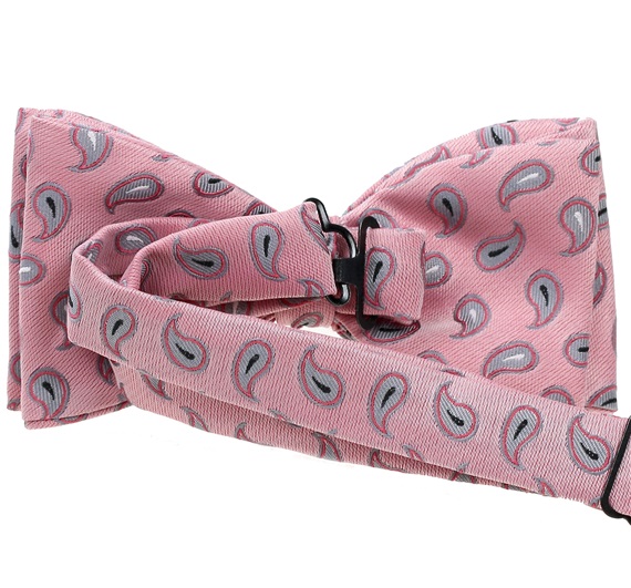 Pajarita rosa con cachemir gris revés