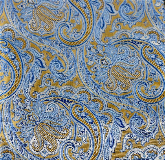 Pañuelo de bolsillo amarillo con cachemir azul
