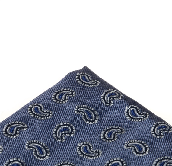 Pañuelo de bolsillo azul cobalto con cachemir