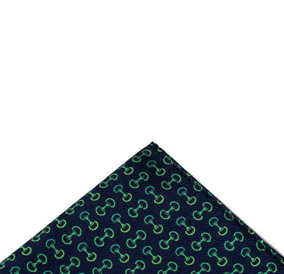 Pañuelo de bolsillo azul marino con bocados equitación