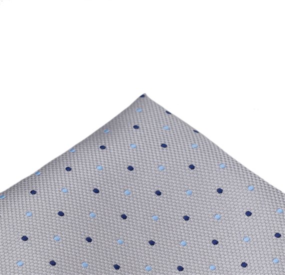 Pañuelo de Bolsillo Gris con Lunares Azules