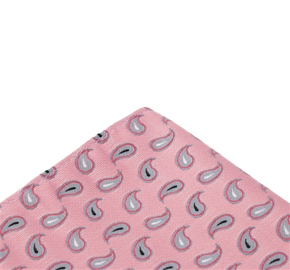 Pañuelo de bolsillo rosa con cachemir gris