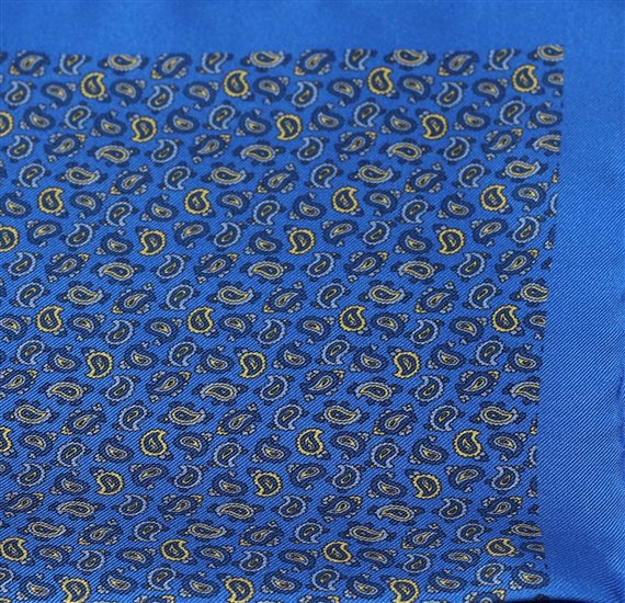 Pañuelo de bolsillo seda Azul Francia Paisley Azul Detalle