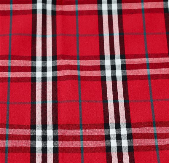 Tejido Pañuelo Bolsillo Cuadro Escocés Rojo