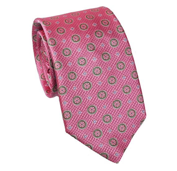 Krawatte aus Seide in Rosa mit Florentiner Design in Grün