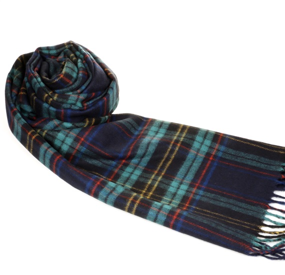 Schal mit Karomuster in Marineblau und Türkis