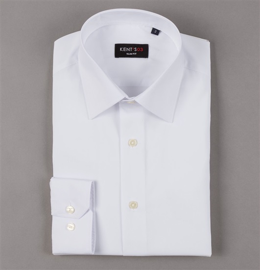 Weißes Kent-Kragenhemd Galileo Slim Fit
