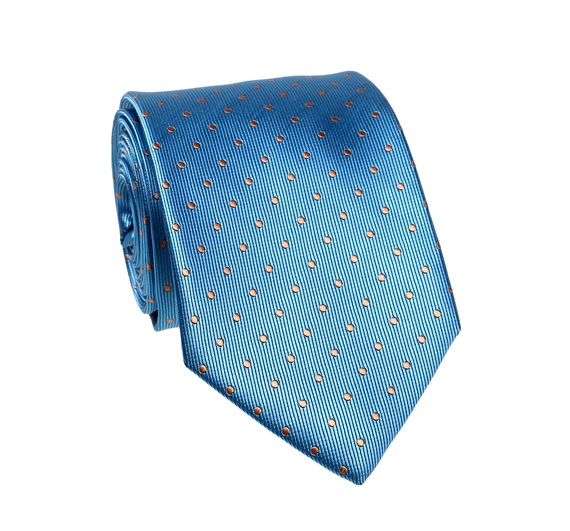 Blaue Krawatte mit orangefarbenen Punkten