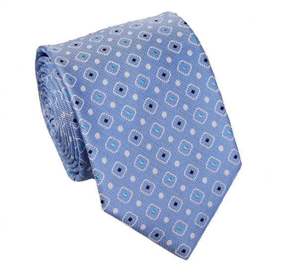 Himmelblaue Krawatte mit Rauten