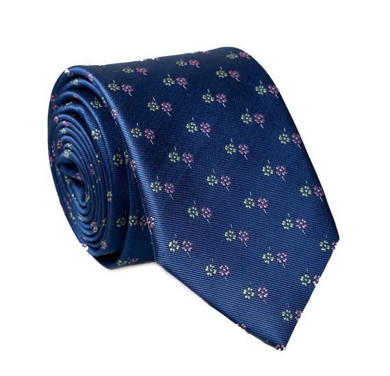 Blaue Krawatte mit Blumen