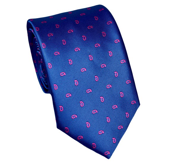 Krawatte Blau Royal Paisley Rosa